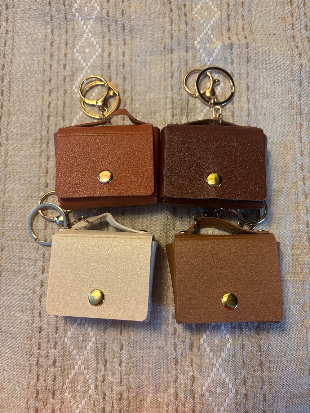Mini Leather Keychain Wallet - Brown, Tan, Cream NEVER USED